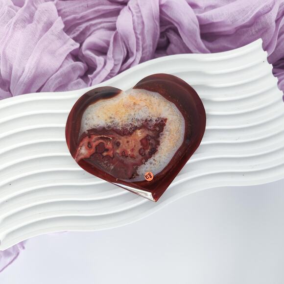 Druzy Carnelian Heart Crystal Carving Strength Crystals - Picture 5 of 7